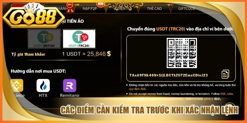 Các điểm cần kiểm tra trước khi xác nhận lệnh