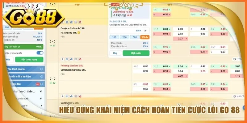 Hiểu đúng khái niệm cách hoàn tiền cược lỗi Go 88