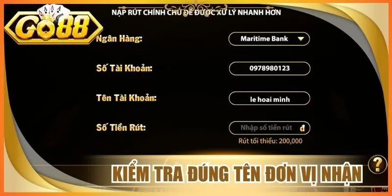 Kiểm tra đúng tên đơn vị nhận