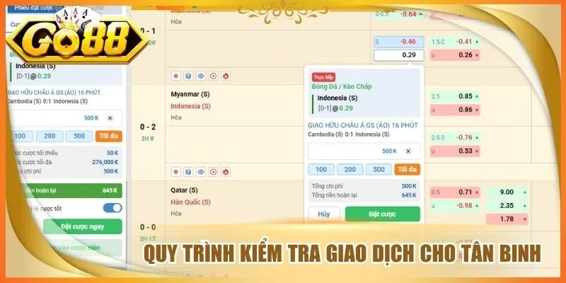Quy trình kiểm tra giao dịch cho tân binh